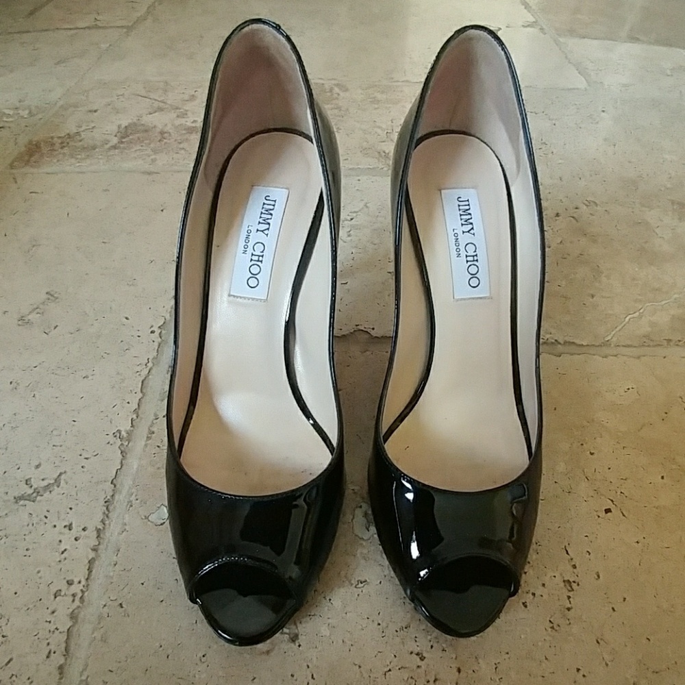 Jimmy Choo Mia Peep Toe Black Pumps